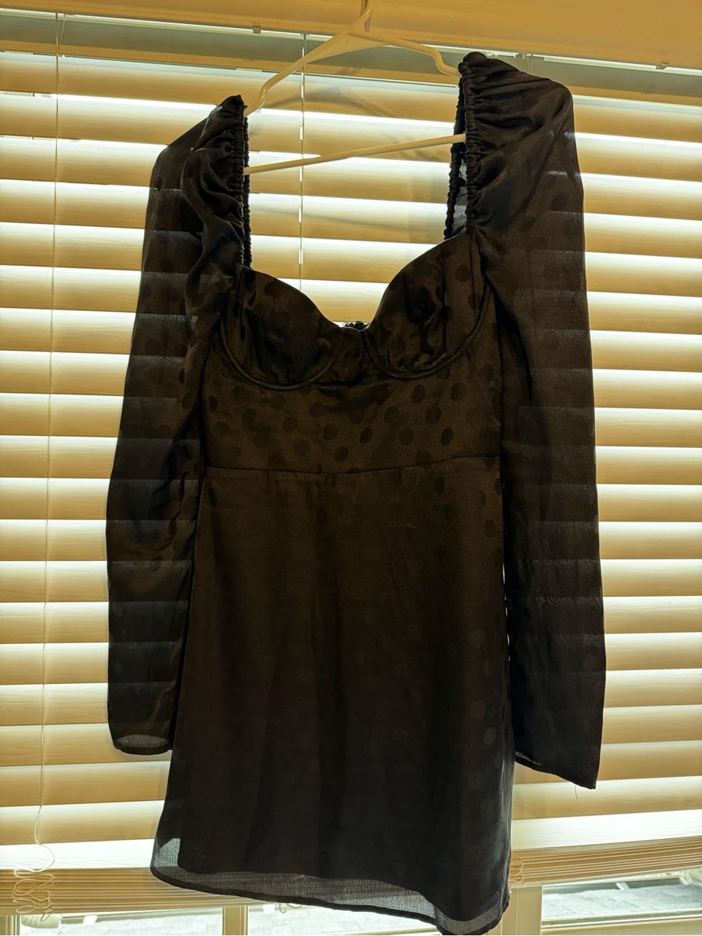 Lovers + Friends Black Polka Dot Long-Sleeve Mini Dress